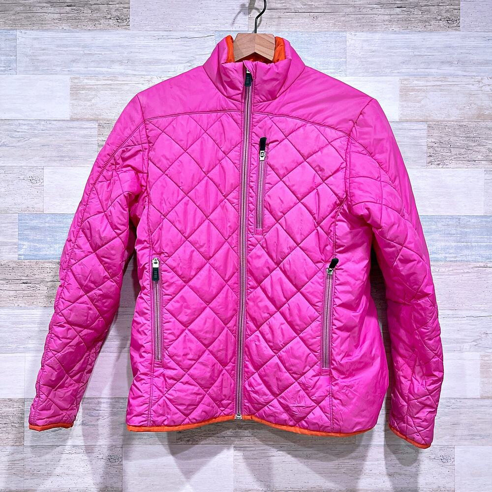 Lands End Nylon Quilted Ski Jacket Pink Lined Insulation Primaloft Womens Small